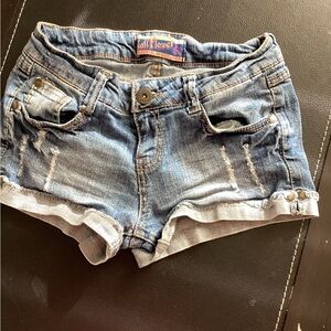 Wallflower Distressed Light Blue Denim Cutoff Shorts